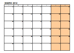 Plantilla Calendario 2012 Writer